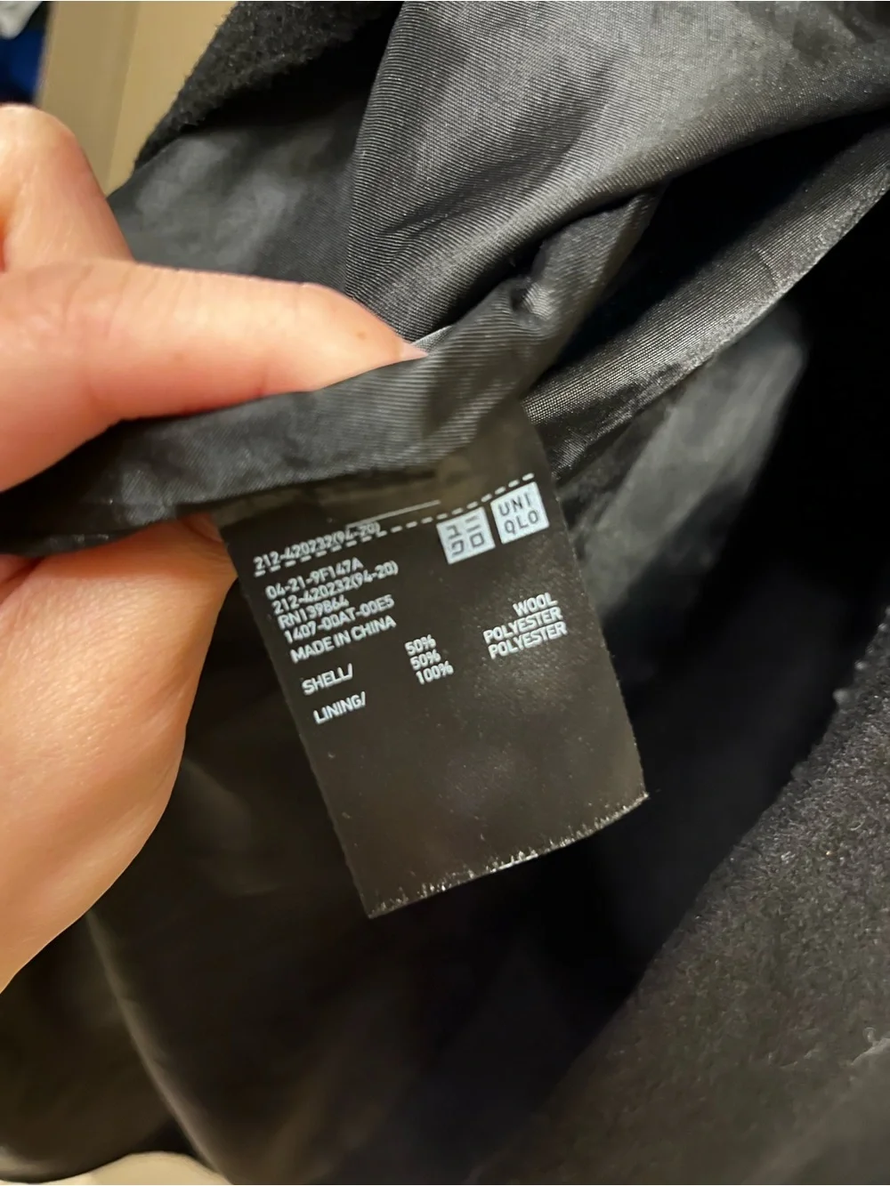 Uniqlo Women's Black Wool Long Trench Coat